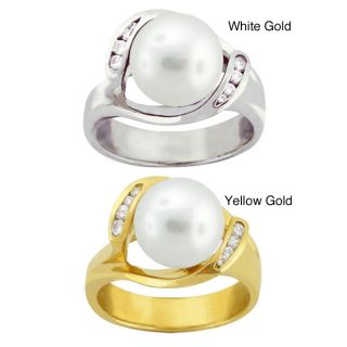 10k Gold Freshwater Pearl and White Zircon Ring (9 9.5 mm) Today $529