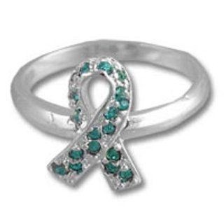 Swarovski Crystal Teal Ribbon Ovarian Cancer Awareness