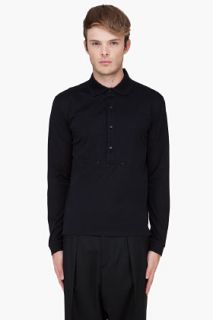 SLVR Black Long Sleeve Polo for men