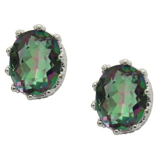 Sterling Silver Mystic Green Crown Earrings