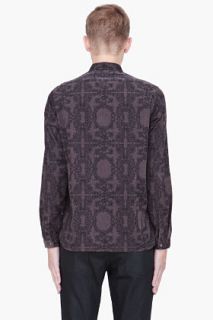 White Mountaineering Purple Corduroy Ivy Patterned Shirt for men