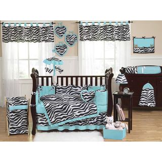 Sweet Jojo Designs Blue Funky Zebra 9 piece Crib Bedding Set Today $