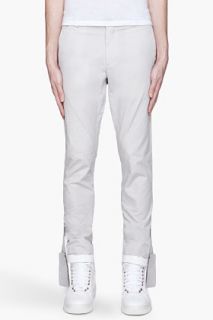 SLVR Light Grey Taped Ankle cinch Cavalry Pants for men
