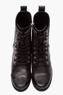 Diesel Black Leather Arthik Combat Boots for women