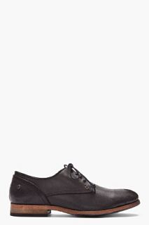 Diesel Black Distressed Leather Wolf Derby Shoes for men