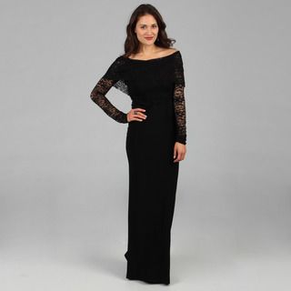Tabeez Womens Black Lace Top Gown