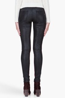 Rag & Bone Burgundy Combo Leather Back Jeans for women