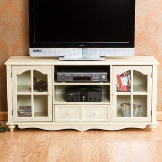 52 Wood TV/Media Stand Console W/ Tempered Glass Doors