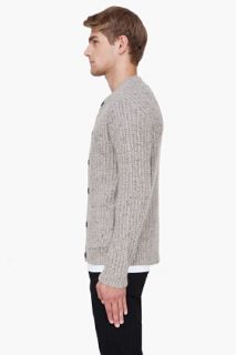 BLK DNM Taupe Wool Knit Cardigan for men