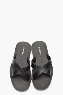Diesel Black Rubber Wash Sandals for men