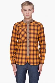 Junya Watanabe Orange Wool Checkered Ombre Shirt for men
