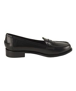 Prada Womens Black Leather Penny Loafers