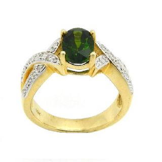 sire 10k Gold Chrome Diopside and 1/8ct TDW Diamond Ring (H I, I1 I2