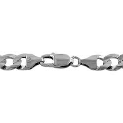 14k White Gold Mens Solid 8.5 inch Curb Link Bracelet