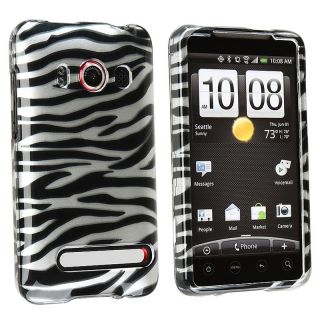 Silver and Black Zebra Snap on Plastic Case for HTC EVO 4G