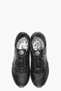 Diesel Black Snakeskin Pass On Sneakers for men