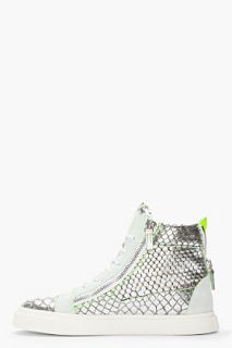 Giuseppe Zanotti Metallic Silver Scaled London Sneakers for men