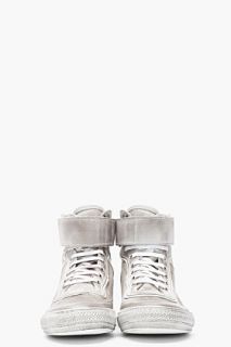 Diesel Black Gold Silver Leather Jorge High top Sneakers for men