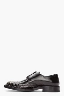Saint Laurent Black And Silver Nail perforated Brogues for men