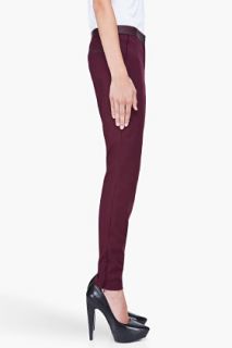 Elizabeth And James Burgundy Leather Trimmed Maxwell Trousers for women