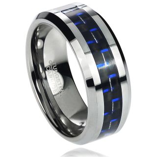 Daxx Mens Tungsten Carbide Blue Carbon Fiber Inlay Band (8 mm)