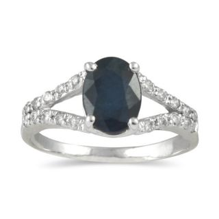10k White Gold Sapphire and 1/5ct TDW Diamond Ring (I J, I1 I2