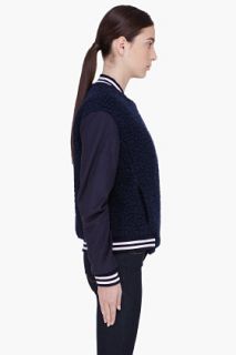 Surface To Air Navy Wool Varsity Jacket for women