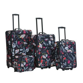 Rockland Las Vegas Black 4 piece Expandable Luggage Set MSRP $240.00