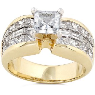 14k Gold 2 1/2ct TDW Princess Diamond Ring (G, VS1)