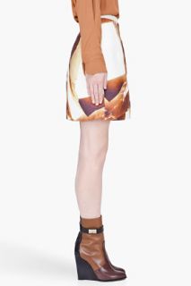 CARVEN Gold tone Linen Rock Print Skirt for women