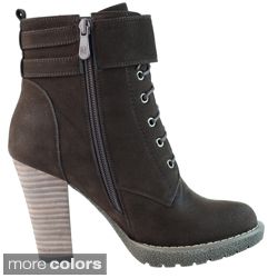 DimeCity Womens Breve Stacked Heel Lace up Ankle Boots Today $65
