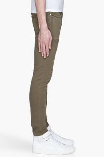 Neil Barrett Khaki Green Distressed And Patched Jeans for men