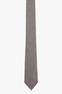 Saint Laurent Black And Silver Woven Silk Tie for men