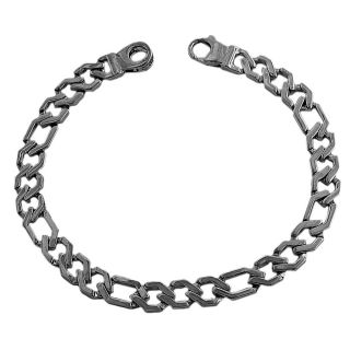 Sterling Silver Mens Solid Hexagonal Curb Link Bracelet