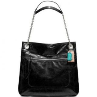 COACH Poppy Leather Slim Tote in Black 21199 Clothing