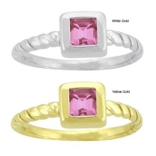 10k Gold Synthetic Rose Zircon Contemporary Square Ring Today $209.99