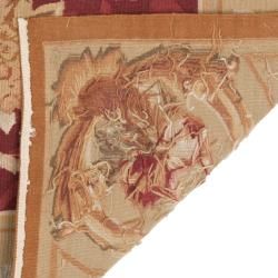 Asian Red Aubusson Wool Rug (12 x 15)