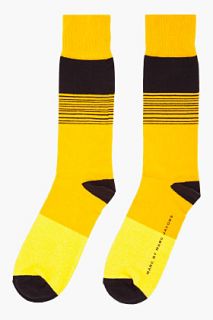 Marc By Marc Jacobs Black & Yellow Striped Dylan Cotton Socks for men