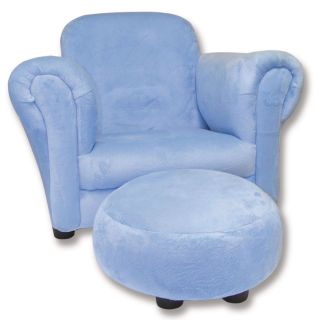 Trend Lab Blue Velour Childrens Club Chair and Ottoman Set Today $80