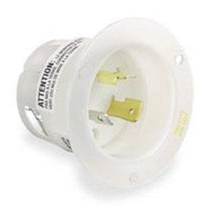 HUBBELL HBL2315 AC Flanged Inlet NEMA L5 20 Male White  