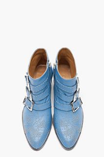 Chloe Sky Blue Studded Suzanna Boots for women