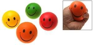 Colorful Squeeze Toss Foam Smiley Stress Balls (4 PACK