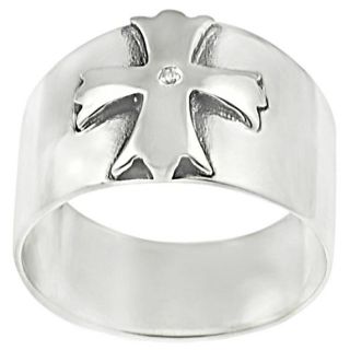 Tressa Sterling Silver Diamond Chip Cross Ring