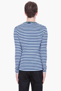 G Star Navy Striped Organic Cotton Penta Pullover for men
