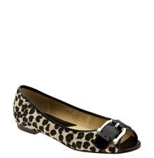 Michael Kors Seaport Animal Print Peep Toe Flats Shoes