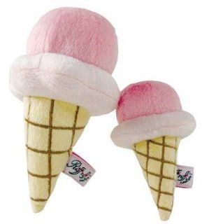 Strawberry Gelato Ice Cream Cone Plush Dog Toy (XSmall