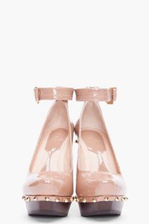 McQ Alexander McQueen Taupe Patent Brogued Wedges for women