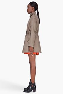 Thakoon Addition Taupe Drawstring Trench Coat for women