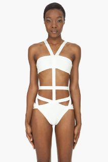 Herve Leger Cream Cut out One Piece for women