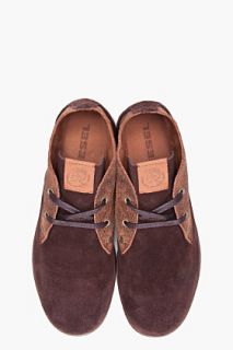 Diesel Brown Suede Midtown Shoes for men